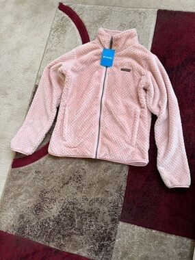 Columbia Light Pink Plush Full-Zip Teddy Jacket
